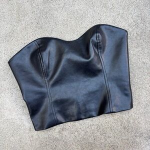 Babaton Black Faux Leather Bustier